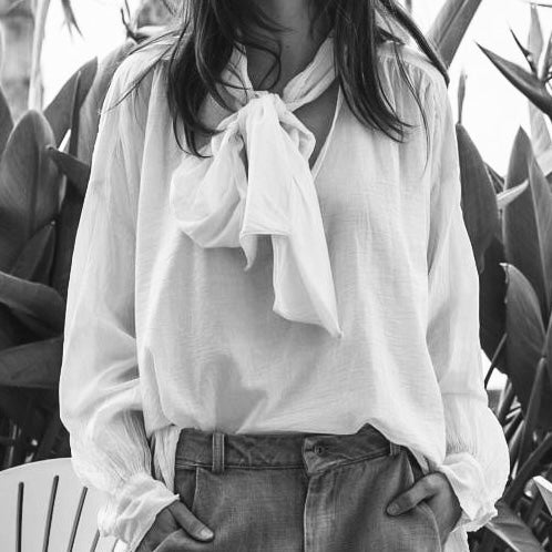 Beatrice VINTAGE WHITE floaty bow blouse *NEW*