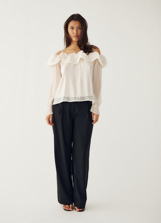 Vintage white Miyu ruffle sheer top *NEW*