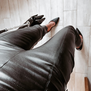 Assos black faux leather skinny pants