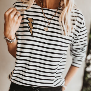 Gold lighting on light BRETON striped top *NEW*