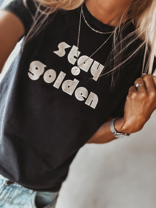 STAY GOLDEN vintage charcoal tee *boyfriend fit* *NEW*