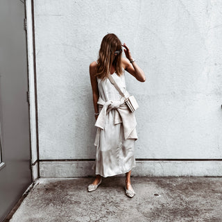 Athena strappy satin VINTAGE WHITE dress