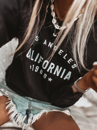California Los Angeles Vintage BLACK/SILVER sweatshirt *NEW*