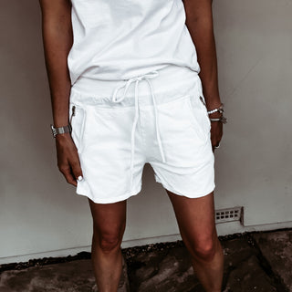 WHITE cotton ultimate jogger shorts *NEW*