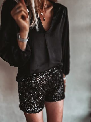 Rio BLACK Sequin hot pant shorts