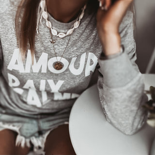 AMOUR PAIX CALME GREY/WHITE sweatshirt *NEW*