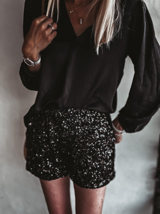 Rio BLACK Sequin hot pant shorts