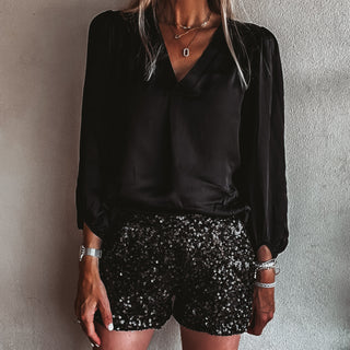 Rio BLACK Sequin hot pant shorts