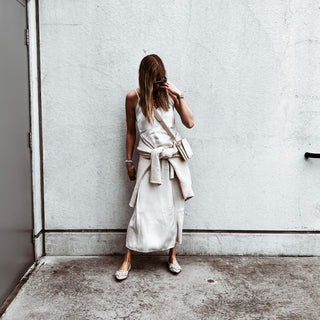 Athena strappy satin VINTAGE WHITE dress