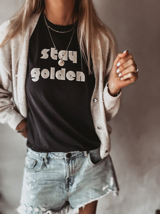 STAY GOLDEN vintage charcoal tee *boyfriend fit* *NEW*