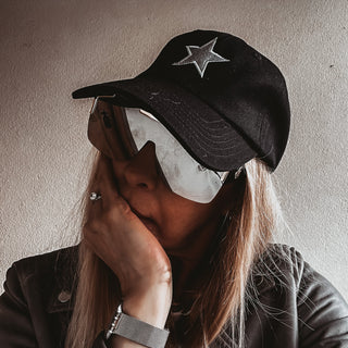 Black / WHITE STAR baseball cap *NEW*
