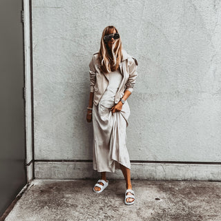 Athena strappy satin VINTAGE WHITE dress