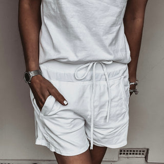 WHITE cotton ultimate jogger shorts *NEW*