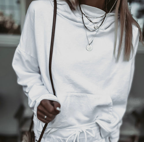 Mykonos WHITE ultimate super slouchy relaxed hoody *NEW*