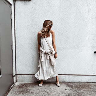 Athena strappy satin VINTAGE WHITE dress