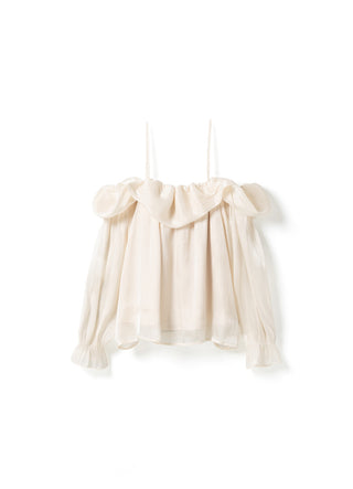 Vintage white Miyu ruffle sheer top *NEW*