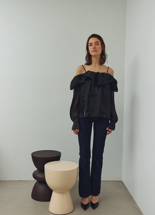 Black Miyu ruffle sheer top *NEW*