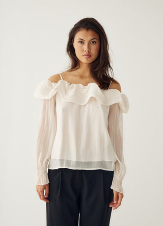 Vintage white Miyu ruffle sheer top *NEW*