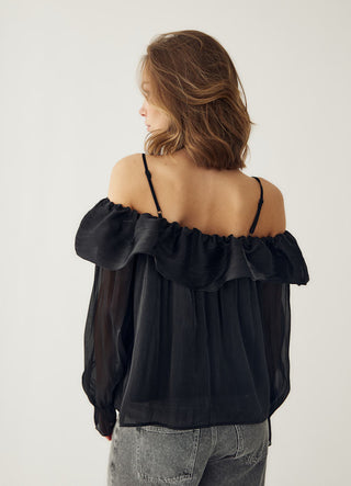 Black Miyu ruffle sheer top *NEW*
