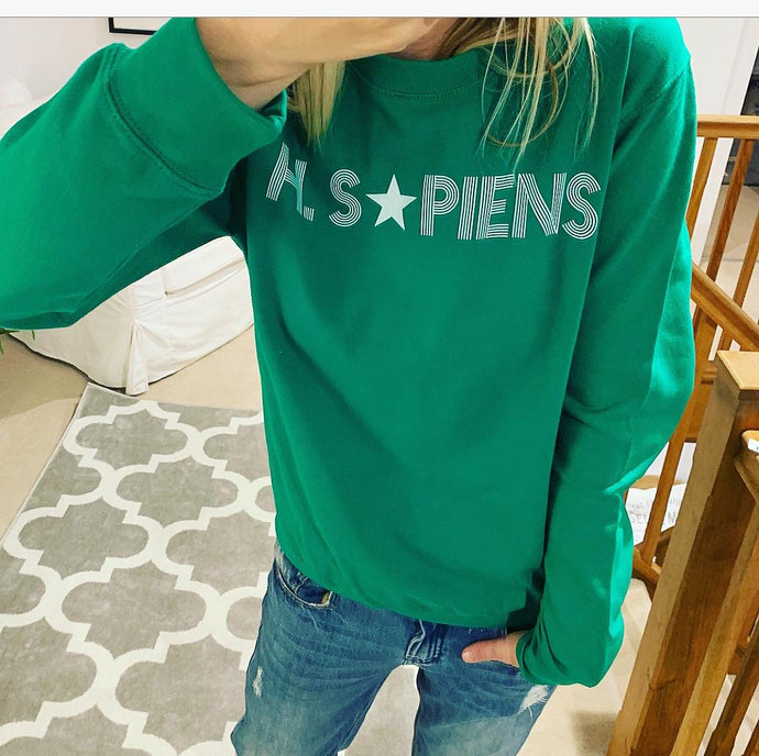 Green H. SAPIENS sweatshirt (medium size 12-14)