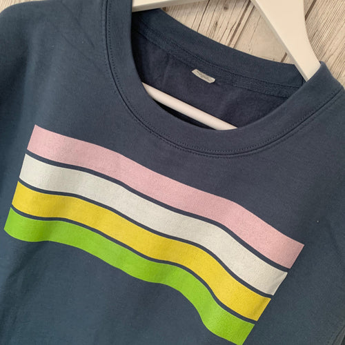 Charcoal blue sweatshirt with stripes (medium)