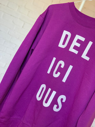 Purple DELICIOUS sweatshirt (M, size 12-14)