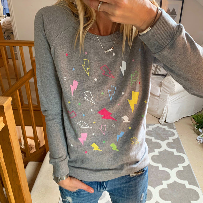 Lightning strikes and stars sweatshirt (small, uk 10)