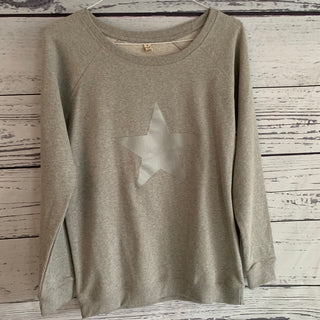 Silver star on grey sweatshirt (medium size 12)