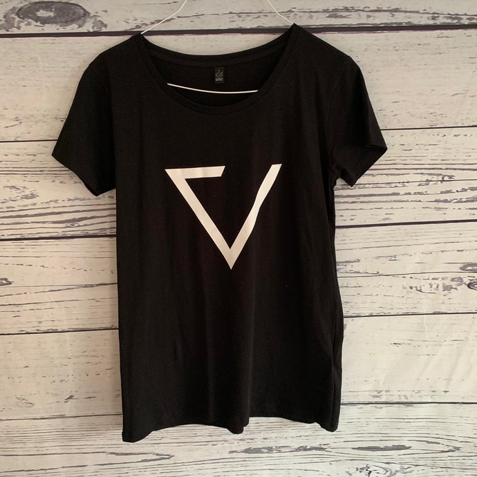 Black tee with part white triangle (Large, UK 14)