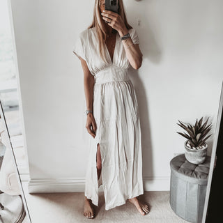 Venice empire satin VINTAGE WHITE dress