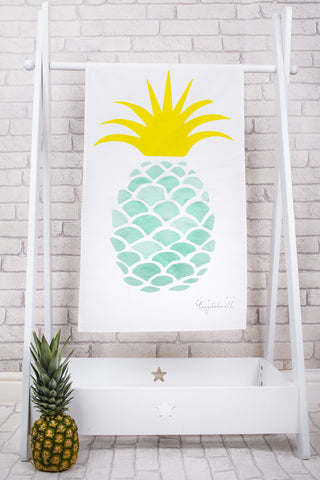 Aqua pineapple tea towel