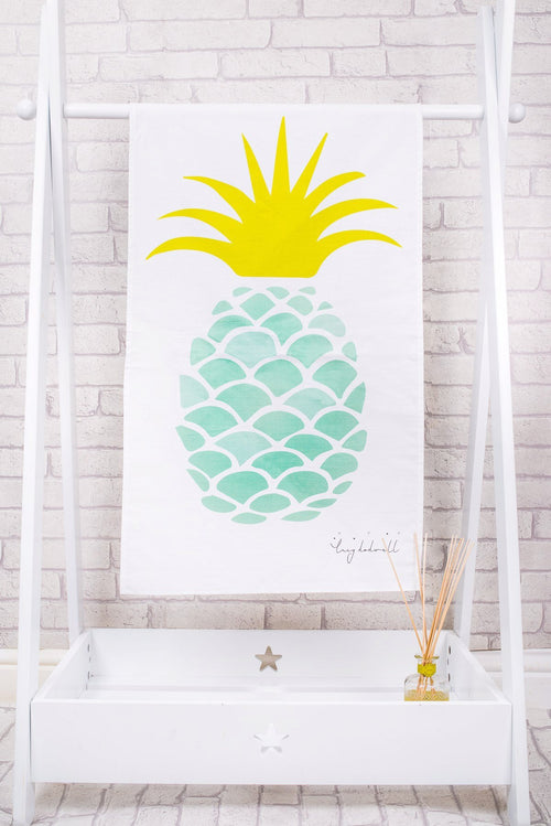 Aqua pineapple tea towel