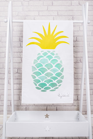 Aqua pineapple tea towel