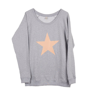 Dusty beige/pink star on a light grey sweat (M)