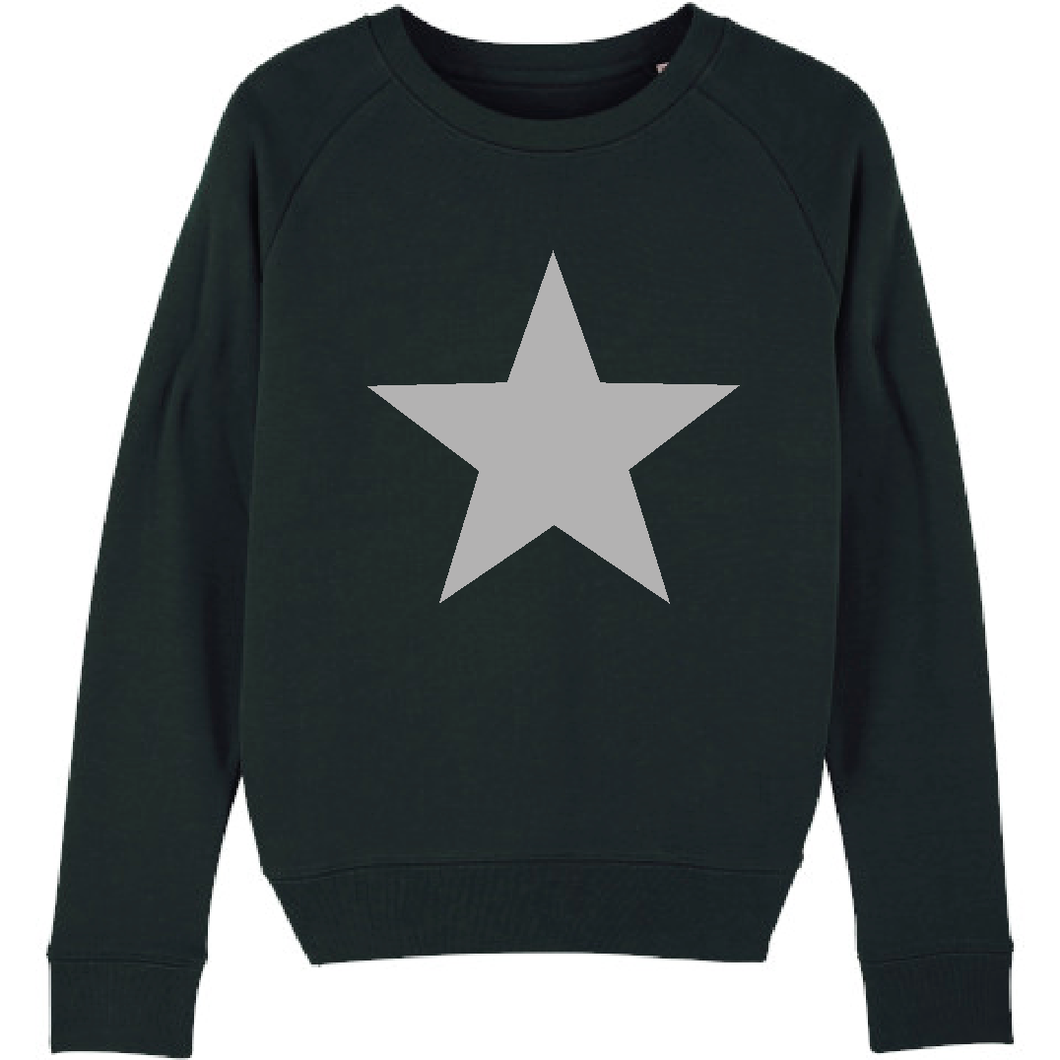Grey star on black sweatshirt