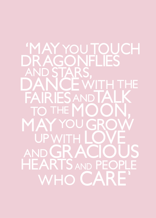 A4 print for a New Baby: May you touch dragon flies