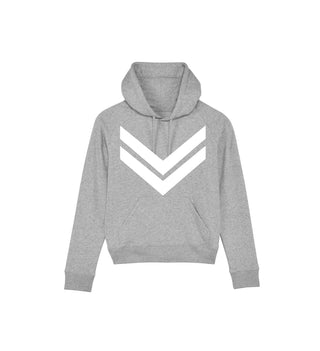 Grey hoody with white double chevron *relaxed fit* *JUST XS LEFT*