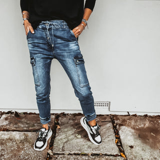 Ravello vintage blue CARGO jean joggers *NEW*