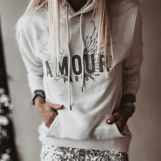 Cream AMOUR silver wings hoody *SALE*