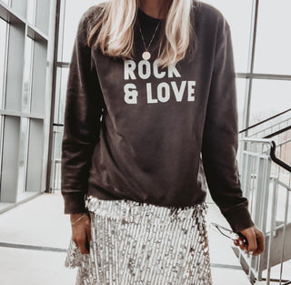 ROCK & LOVE silver glitter vintage washed sweatshirt *boyfriend fit*