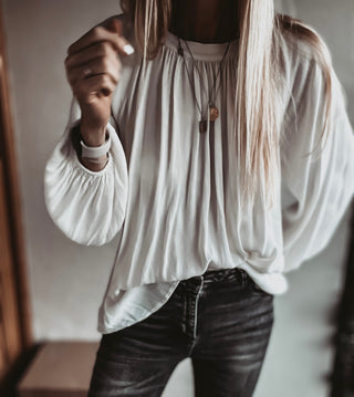 Florence VINTAGE WHITE bow blouse