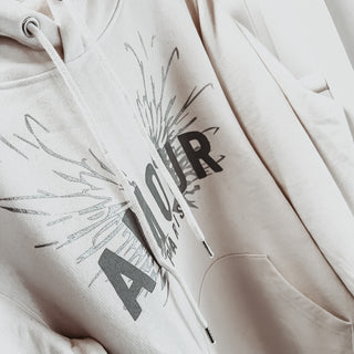 Cream AMOUR silver wings hoody *SALE*