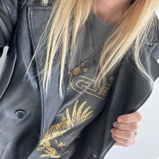 Gold glitter Eagle on light charcoal sweatshirt *boyfriend fit* *now half price!*
