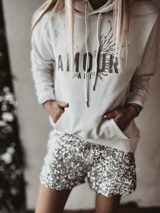 Cream AMOUR silver wings hoody *SALE*