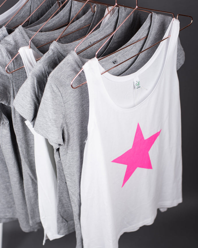 Neon pink star vest  (size 10- 12)