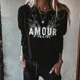 Jet black AMOUR wings sweatshirt