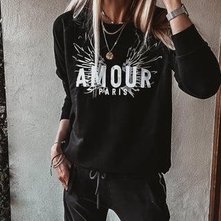 Jet black AMOUR wings sweatshirt