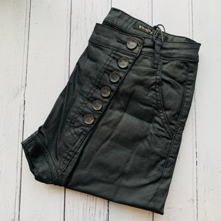 Brixton black faux leather jeans with asymmetric waist detail