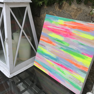 Neon & metallics acrylic box frame art (45x45cm)