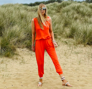 Short sleeved NEON ORANGE jumpsuit *HALF PRICE*